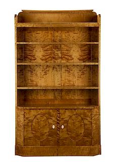 Art Deco Style Swedish Flame Birch Veneer Cabinet