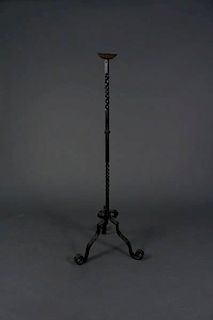 19th C. Iron Candle Pricket with Scroll Feet