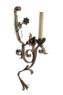 Continental Floral Wrought Iron Wall Sconce