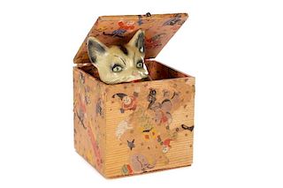 Papier Mache Cat Jack in the Box, 19th Century