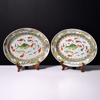 Pair of Chinese Export Famille Verte Porcelain Platters