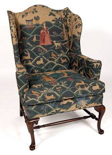 HICKORY CHAIR QUEEN ANNE UPHOLSTERED WING-BACK CHAIR 