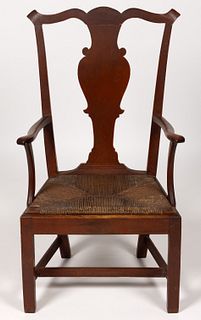 COUNTRY QUEEN ANNE RUSH-SEAT ARMCHAIR