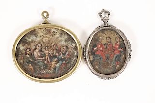 Two Spanish Colonial Miniature Devotional Retablos