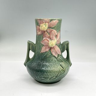 Roseville Pottery Cornucopia Vase, Clematis