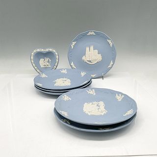 7pc Wedgwood Blue Jasper Holiday Plates + Coin Dish