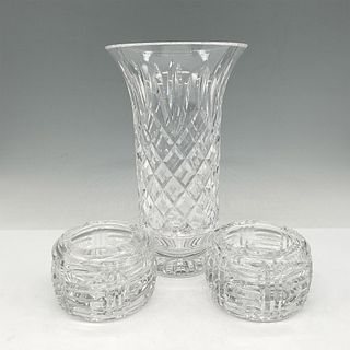 3pc Waterford Crystal Vase & Barrel Candle Holders