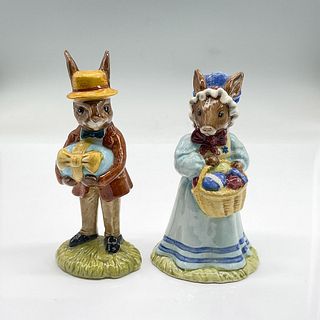 2pc Royal Doulton Mr + Mrs Bunnykins Figurines, Easter