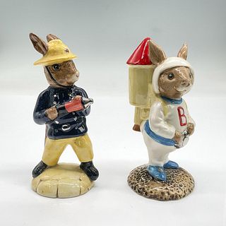 2pc Royal Doulton Bunnykins Figurines, Fireman + Rocket Man