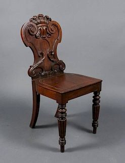 English Mahogany Hall Chair w/ Prince of Wales
