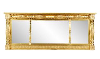 Giltwood Triptych Mirror with Neoclassical Motif