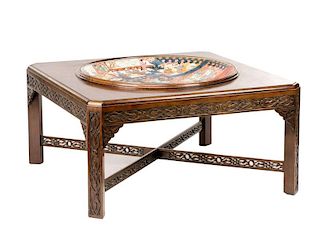 Chippendale Style Table w/ Monumental Charger