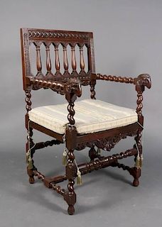 19th C. Walnut Renaissance Revival Style Chair