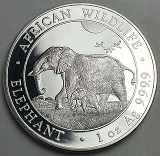 2022 Somali Republic 100 Shillings African Wildlife "Elephant" Proof 1 ozt .9999 Silver