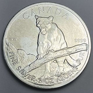 2012 Canada $5 Cougar 1 ozt .9999 Silver