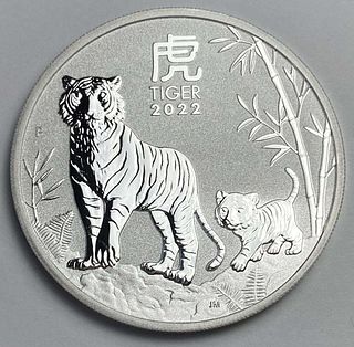 2022 Australia Lunar Tiger 1 ozt .9999 Silver Dollar