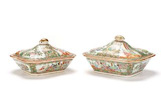 Two Chinese Export Rose Medallion Serving Dishes