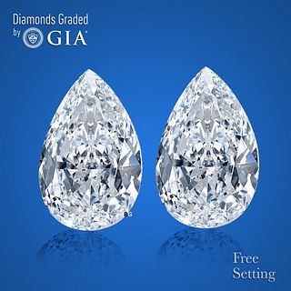 4.02 carat diamond pair, Pear cut Diamonds GIA Graded 1) 2.01 ct, Color D, IF 2) 2.01 ct, Color E, VVS1. Appraised Value: $210,200 