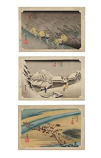 3 Woodblock Prints, After Hokusai & Hiroshige