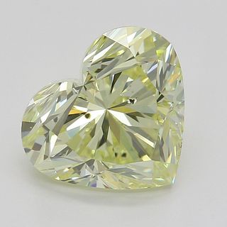 2.00 ct, Natural Fancy Light Yellow Even Color, SI1, Heart cut Diamond (GIA Graded), Appraised Value: $20,300 