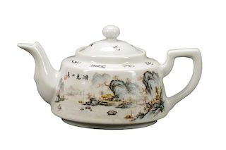 Chinese Porcelain Enameled Teapot, Marked