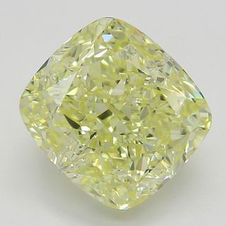 5.06 ct, Natural Fancy Yellow Even Color, VVS2, Cushion cut Diamond (GIA Graded), Appraised Value: $223,600 