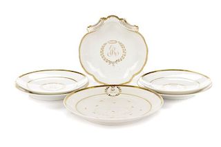 6 Monogrammed Chinese Export Porcelain Dishes