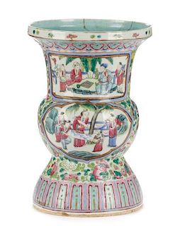 Chinese Famille Rose Porcelain Gu Form Vase