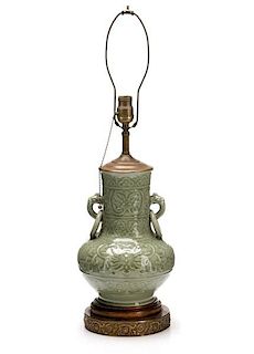 Chinese Celadon Glazed Porcelain Lamp