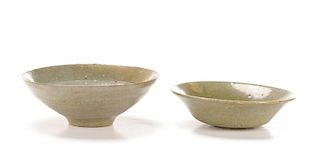 Collection of Two Asian Celadon Glazed Bowls