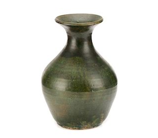 Chinese Dark Green Glazed Pottery Vase