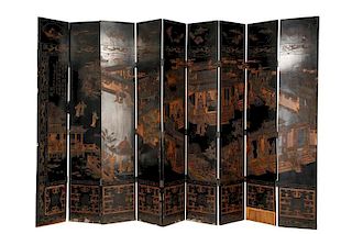 Monumental Chinese Nine-Panel Coromandel Screen