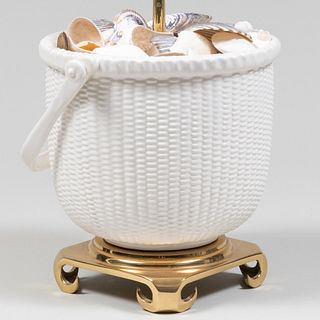 Porcelain Model of a Nantucket Basket Mounted as a Lamp