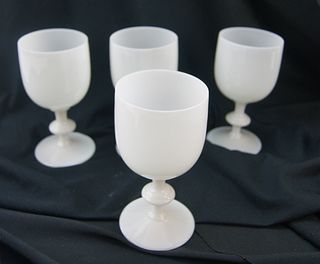 PORTIEUX VALLERYSTHAL FRENCH WHITE OPALINE GLASSES