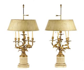 Pair Neoclassical Style Candelabra Table Lamps