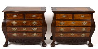 PAIR OF BOMBE-STYLE CHESTS OF DRAWERS