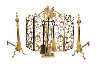 Group of Neoclassical Style Fire Accessories