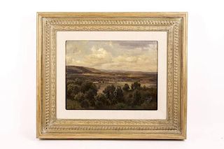 English, 19th C. "Landscape with Mountains", Oil
