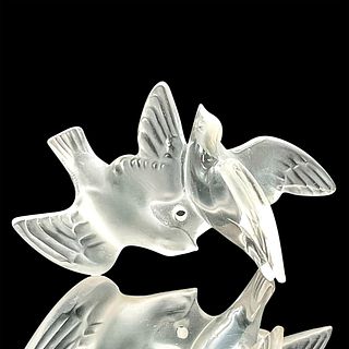 Lalique Crystal Bird Ornament, Two Turtle Doves