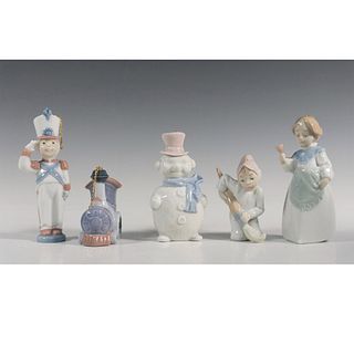 5pc Lladro Porcelain Figural Christmas Ornaments