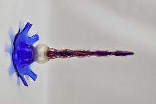 MURANO ART GLASS BLUE FLOWER TORCH