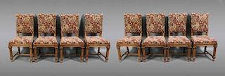 Set of 8 Jacobean Style Walnut Dining Chairs
