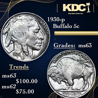 1930-p Buffalo Nickel 5c Grades Select Unc