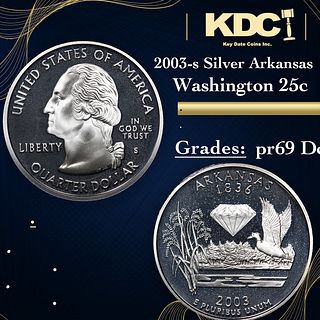 Proof 2003-s Silver Arkansas Washington Quarter 25c Grades GEM++ Proof Deep Cameo