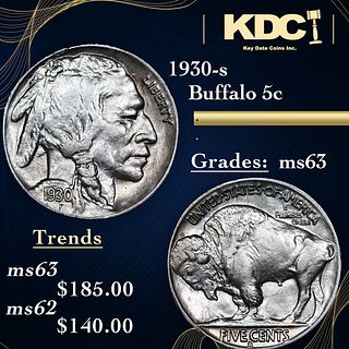 1930-s Buffalo Nickel 5c Grades Select Unc