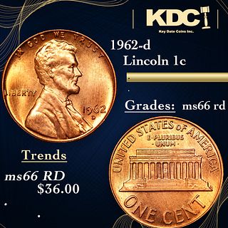 1962-d Lincoln Cent 1c Grades GEM+ Unc RD