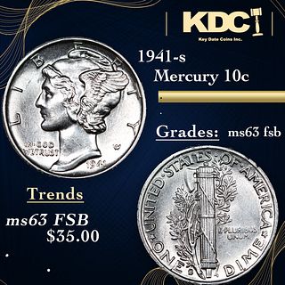 1941-s Mercury Dime 10c Grades Select Unc FSB