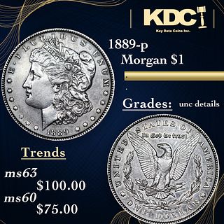 1889-p Morgan Dollar $1 Grades Unc Details