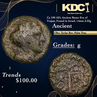 Ca 100 AD, Ancient Rome Era of Trajan, Found in Israel, 14mm 3.33g Ancient Grades g