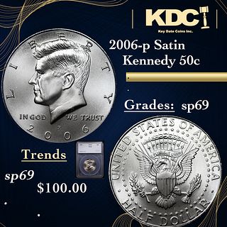 2006-p Satin Kennedy Half Dollar 50c Graded sp69 By SEGS